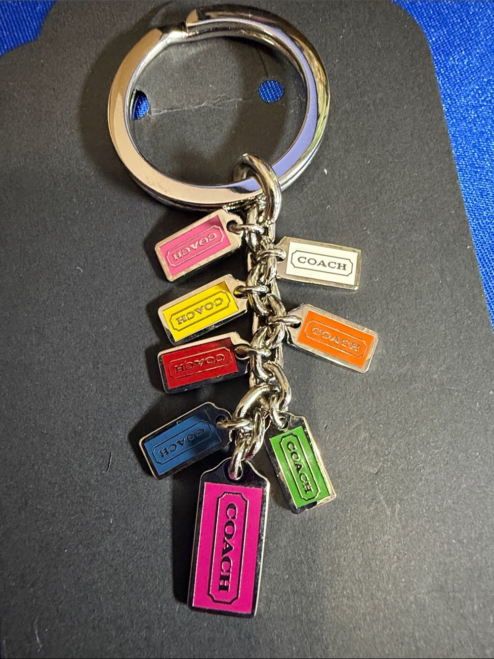 COACH Multicolor Signature Tag Keychain Charm NWOT